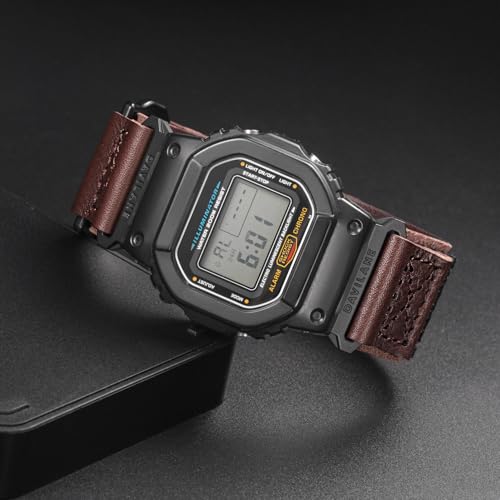 DAVILANE Watch Band Strap for Casio Mens G-Shock GA-100/110/120/135/140/150/200/2100/2110,GB-5600,GBA-400,GW-M5610, 16mm Leather Hook & Loop Casio strap - Image 3