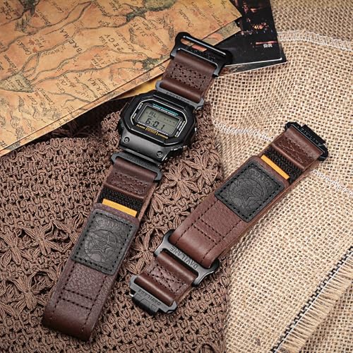 DAVILANE Watch Band Strap for Casio Mens G-Shock GA-100/110/120/135/140/150/200/2100/2110,GB-5600,GBA-400,GW-M5610, 16mm Leather Hook & Loop Casio strap - Image 2