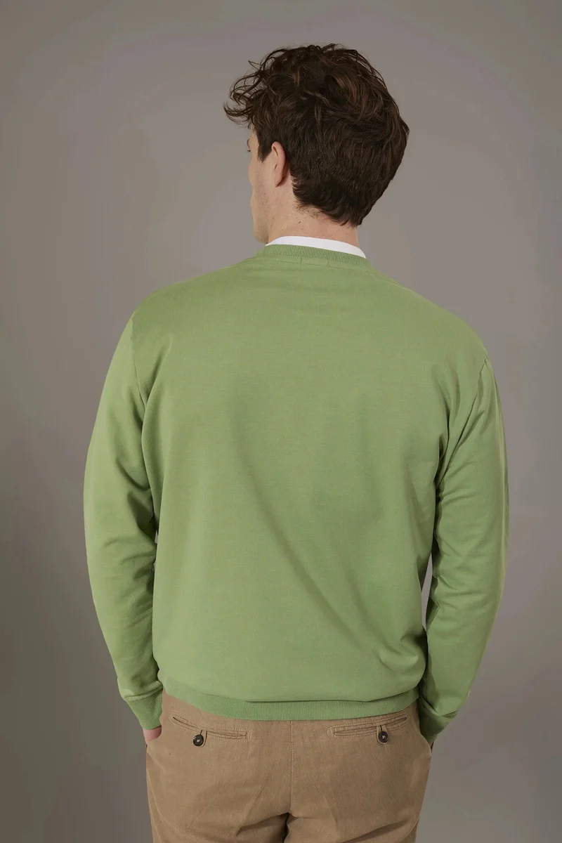 Doppelganger Round neck 100% cotton sweatshirt - Apple Green