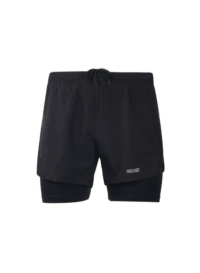 Generic 2-In-1 Breathable Running Shorts With Longer Liner XL  - Image 1