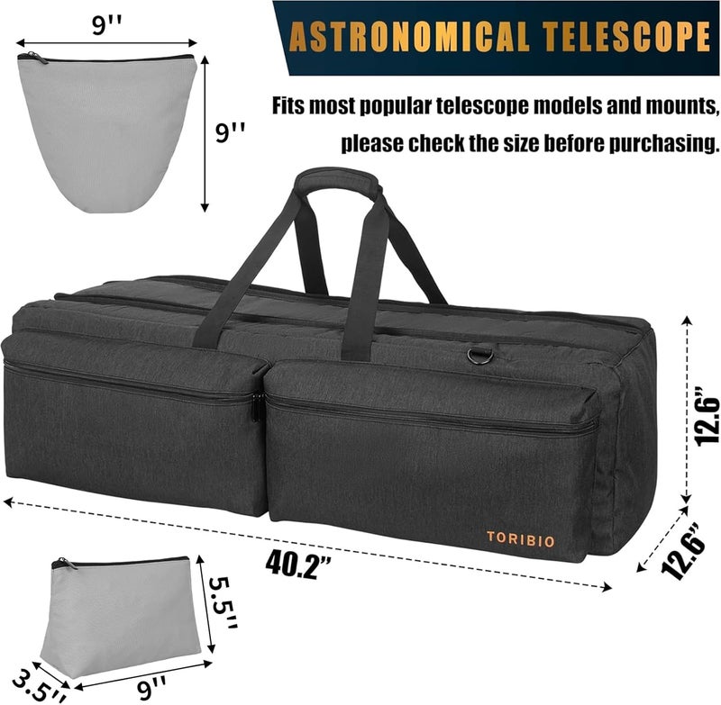 TORIBIO 40“ Telescope Bag, Large Telescope Travel Bag for for Telescope Tube & Tripod,Soft Pad Telescope Carrying Case Compatible with Gskyer ToyerBee Celestron Telescope,Storage for Telescope Accessories - Image 5