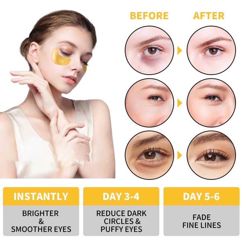 ASYBO Under Eye Patches, 120 Pcs Golden Under Eye Mask, Eye Treatment Mask for Under Eye Bags, Dark Circles, Puffy Eyes, Fine Lines, Anti-Aging and Anti-Wrinkle, Collagen Eye Mask Skincare - Image 3