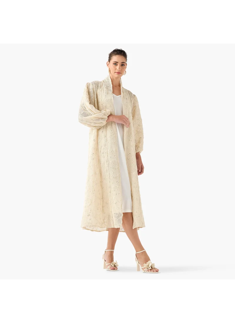 ايكونيك Iconic Sequinned Detail Open Front Lace Kimono Shrug