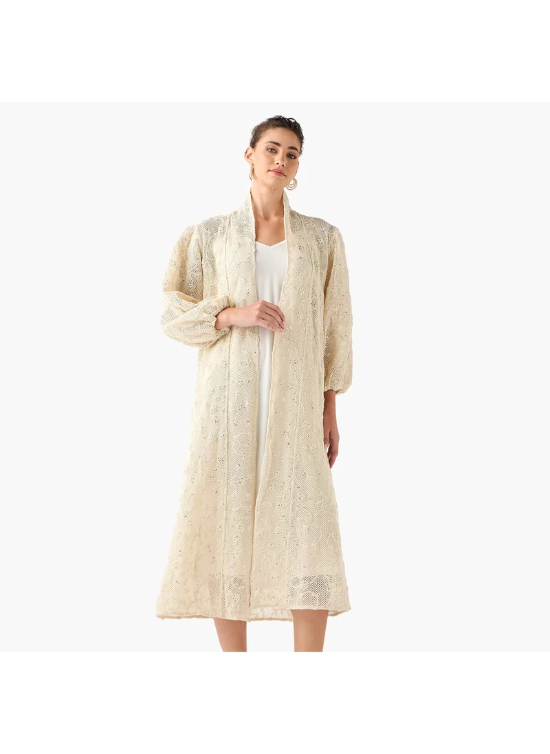 ايكونيك Iconic Sequinned Detail Open Front Lace Kimono Shrug