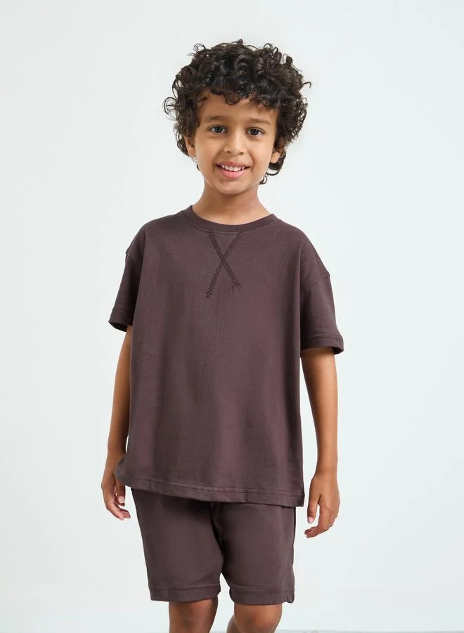 ستايلي Kids Purple Oversized T-Shirt and Shorts Set
