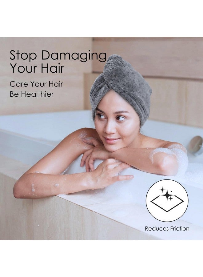 TENSTARS TENSTARS Microfiber Hair Towel Wrap (Grey+Pink+Brown+FrozenBlue+FrozenBerry, 5) - Image 3