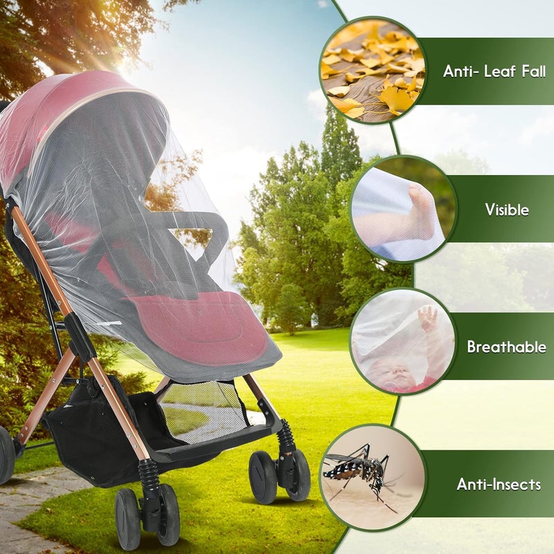 AMORBASE شبكة البعوض العالمية لعربة الأطفال، غطاء شبكي للحشرات لعربة الأطفال، وأسرّة الأطفال، والمهد، وملاعب الأطفال، وأسرة اللعب المحمولة، وأسرة الأطفال الصغيرة المحمولة، شبكة حشرات متينة للأطفال ضرورية (1، أبيض) - Image 2