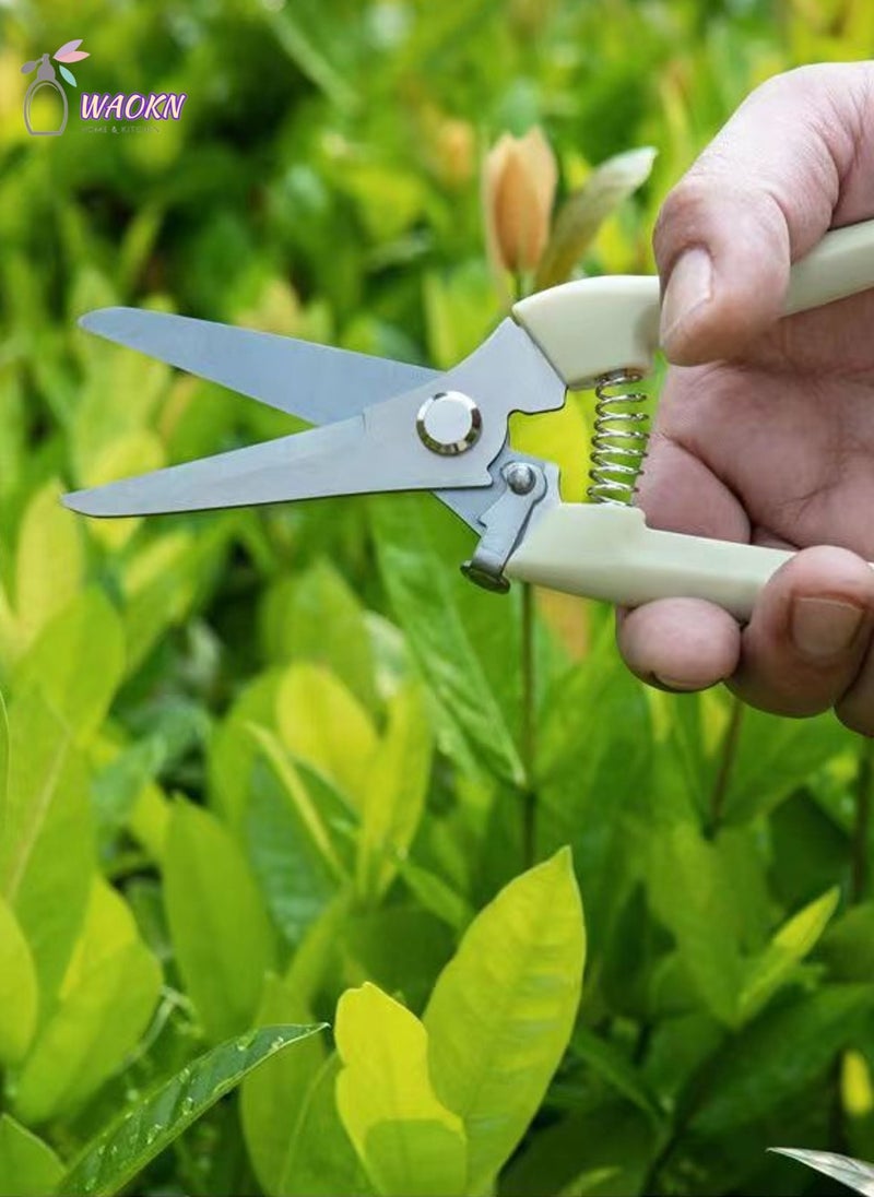 WAOKN 2pcs Stainless Steel Scissors Fruit Tree Scissors Pruning Artifacts Greening Grafting Garden Gardening Scissors Powerful Scissors Suitable for Kitchen Hotel Barbecue Excellent Springs Long-Term Use  - Image 3