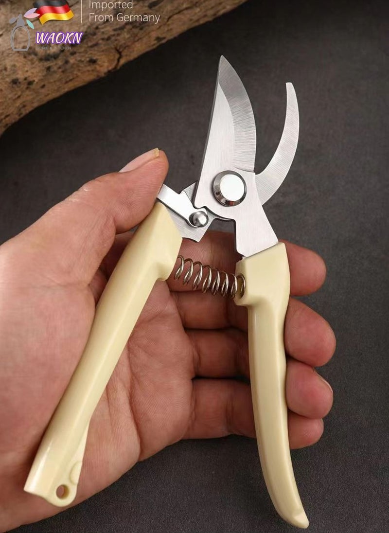 WAOKN - 2pcs Stainless Steel Scissors Fruit Tree Scissors Pruning Artifacts Greening Grafting Garden Gardening Scissors Powerful Scissors Suitable for Kitchen Hotel Barbecue Excellent Springs Long-Term Use - Image 1