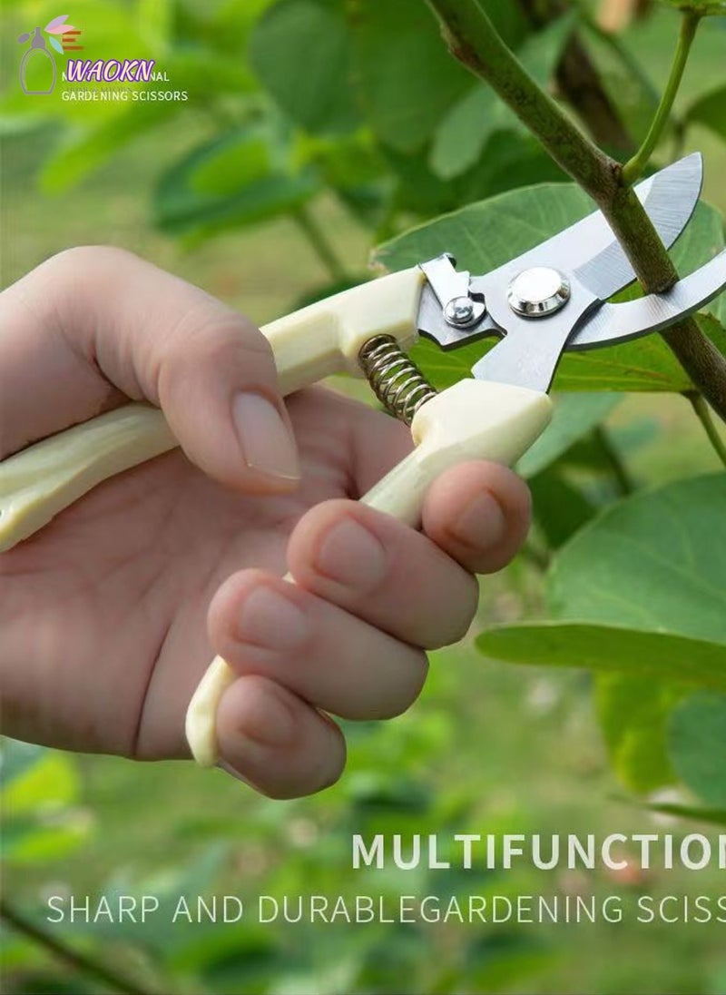WAOKN 2pcs Stainless Steel Scissors Fruit Tree Scissors Pruning Artifacts Greening Grafting Garden Gardening Scissors Powerful Scissors Suitable for Kitchen Hotel Barbecue Excellent Springs Long-Term Use  - Image 4