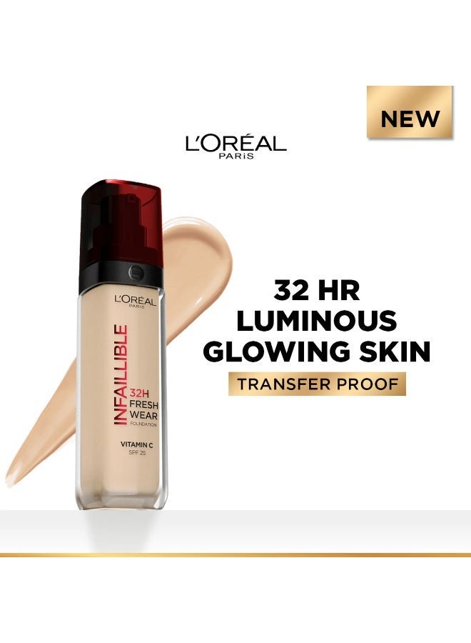 L'OREAL PARIS Infaillible 32H Fresh Wear Foundation 140 Golden Beige - SPF 25 + Vitamin C​ - Image 2