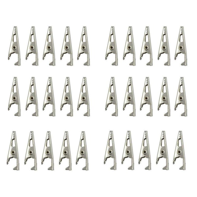 Bnafes 27Mm/1.06"" Alligator Clips Test Crocodile Clamps Silver Tone - (30 Pcs) - Image 1