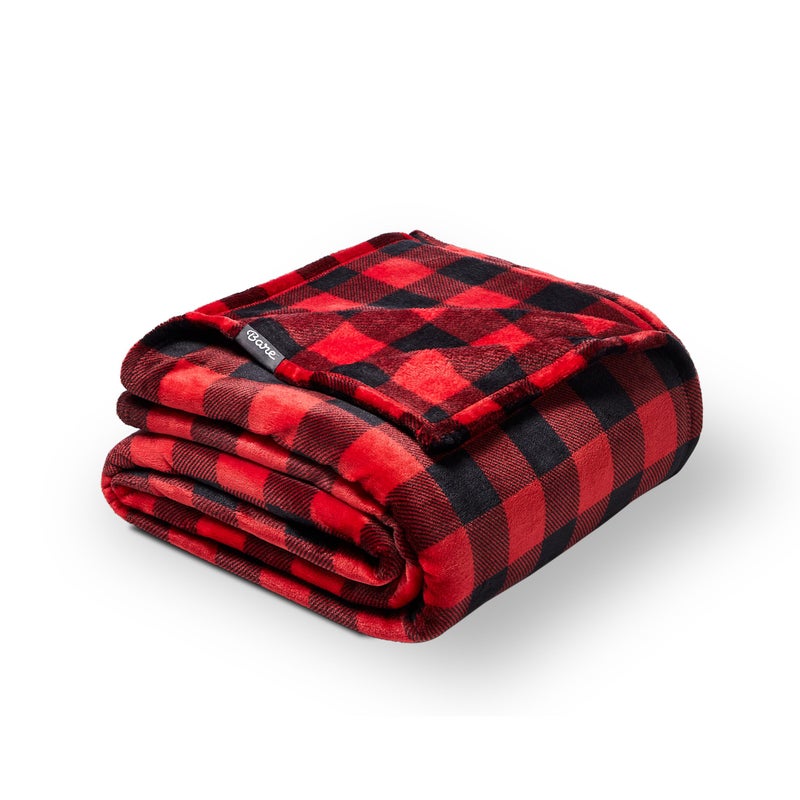 Bare Home Fleece Blanket FullQueen UltraSoft Lightweight for Bed Sofa and Couch Luxury Microplush Cozy Warm Blanket FullQueen Buffalo Plaid RedBlack