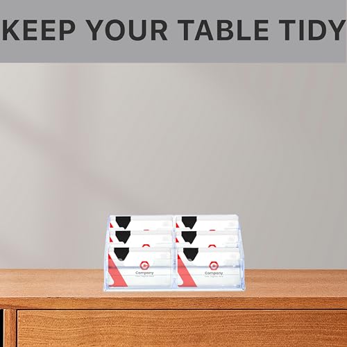 DAHSHA 6 - Tier Premium Acrylic Transparent Crystal-Clear Visiting Business Card Holder/Display Stand Desk Organizer For Office Table, 10.3 X 6.9 X 13 cm - Image 3