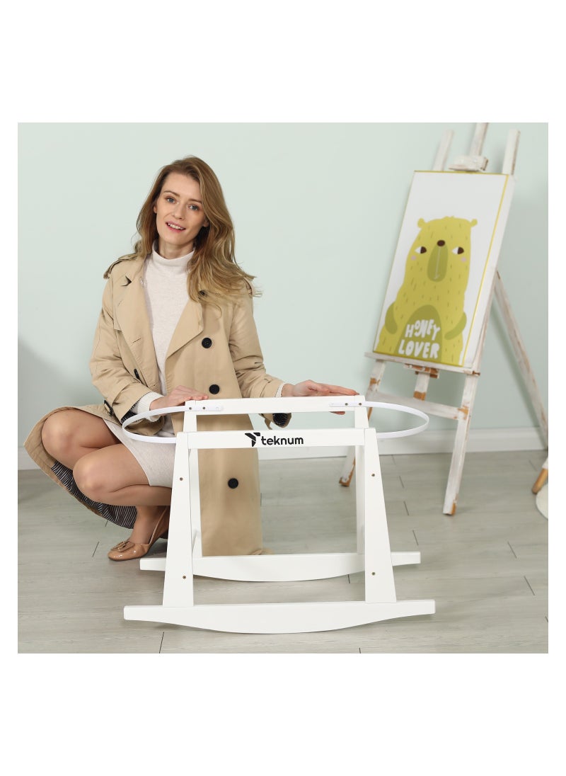 TEKNUM Teknum Wicker Pod Moses Basket Rocker Stand  - White  - Image 5