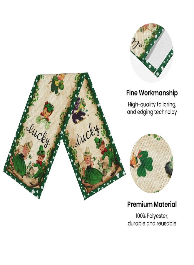 Racenaf Vintage St. Patrick's Day Table Runner St Patricks Day Decorations - Green Lucky Vintage Style Boys Girls Clover Spring Home Kitchen Dining Table Decor, St Patricks Day Party Decorations 13x72 Inch - Image 3