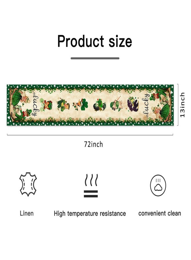 Racenaf Vintage St. Patrick's Day Table Runner St Patricks Day Decorations - Green Lucky Vintage Style Boys Girls Clover Spring Home Kitchen Dining Table Decor, St Patricks Day Party Decorations 13x72 Inch - Image 2