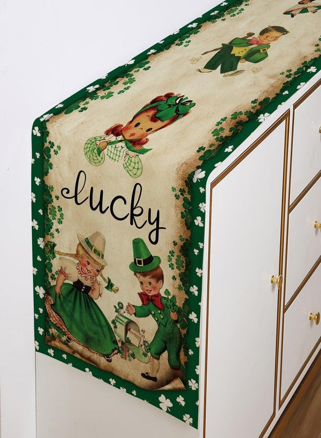Racenaf Vintage St. Patrick's Day Table Runner St Patricks Day Decorations - Green Lucky Vintage Style Boys Girls Clover Spring Home Kitchen Dining Table Decor, St Patricks Day Party Decorations 13x72 Inch - Image 5