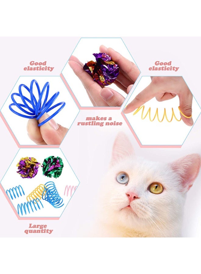 16PCS Cat Spring Toy, Toy Bell, Tube Toy Interactive Cat Toy and Cat Toy Pom Poms Balls for Kittens to Swat, Bite, Hunt - Image 2