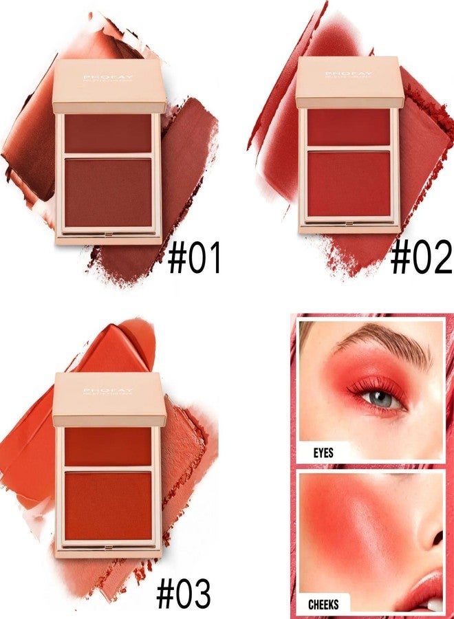 PHOFAY 2 in 1 Blushed Palette Duo Blush Powder Makeup for Cheeks & Eyeshadow,Versatile Blush for Face Powder Natural Cheeks Matte Fresh Finish-Two Tone Pigmented Buildable Pressed Mineral Powder(#06) - Image 5