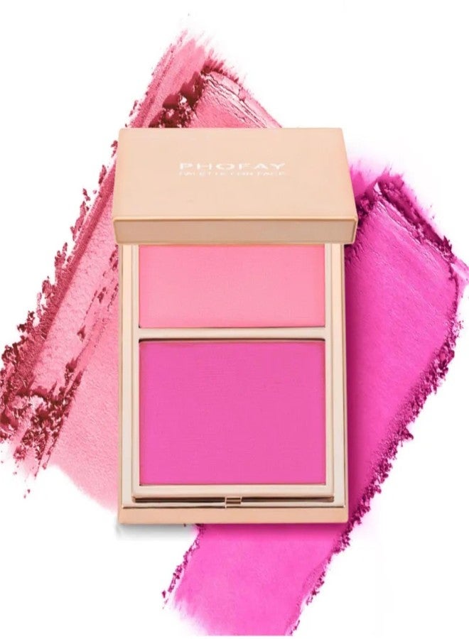 PHOFAY 2 in 1 Blushed Palette Duo Blush Powder Makeup for Cheeks & Eyeshadow,Versatile Blush for Face Powder Natural Cheeks Matte Fresh Finish-Two Tone Pigmented Buildable Pressed Mineral Powder(#06) - Image 1