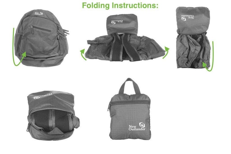 Outlander Packable Handy Lightweight Travel Hiking Backpack Daypack, Black - Image 5