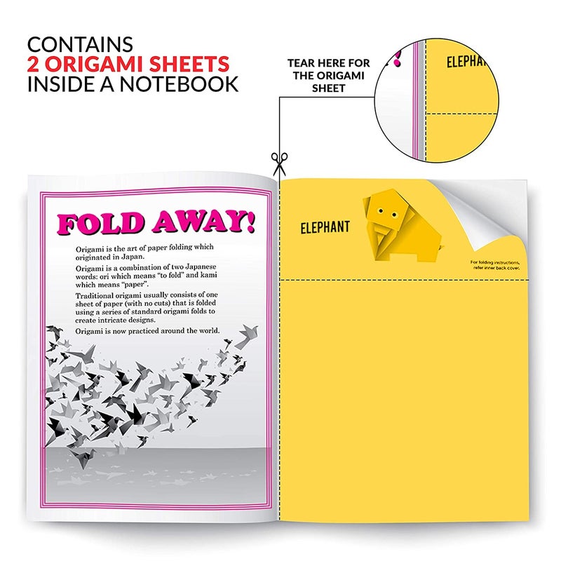 classmate Origami Notebooks - Single Line, 168 Pages, 240 mm x 180 mm - Pack Of 12 - Image 3