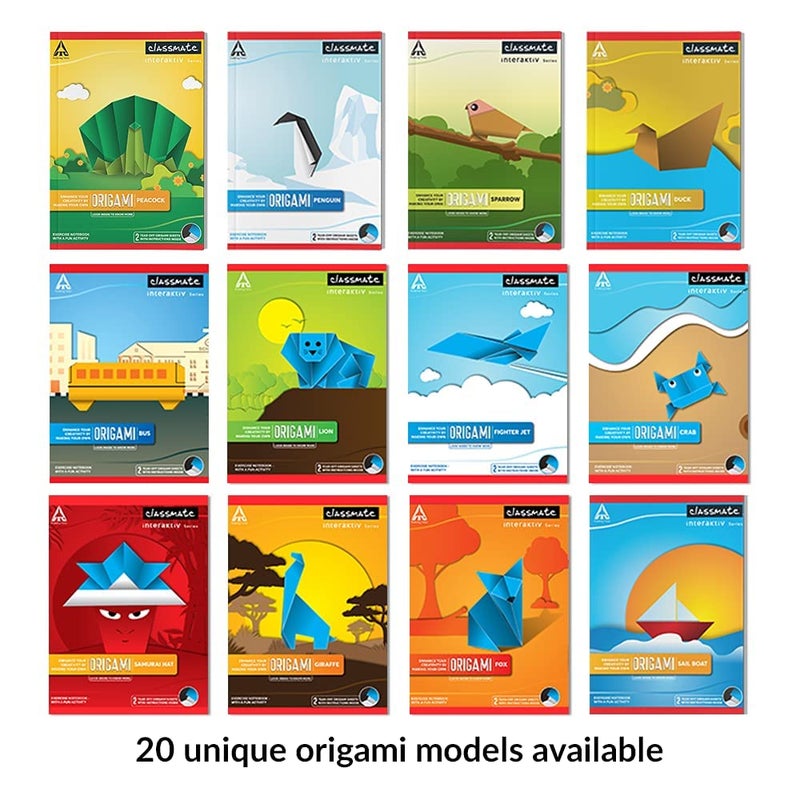 classmate Origami Notebooks - Single Line, 168 Pages, 240 mm x 180 mm - Pack Of 12 - Image 2