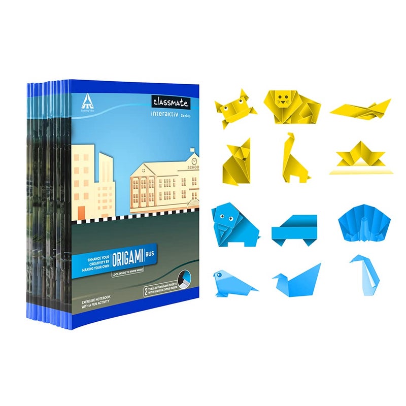 classmate Origami Notebooks - Single Line, 168 Pages, 240 mm x 180 mm - Pack Of 12 - Image 1