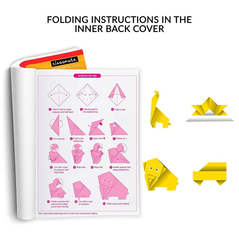classmate Origami Notebooks - Single Line, 168 Pages, 240 mm x 180 mm - Pack Of 12 - Image 4