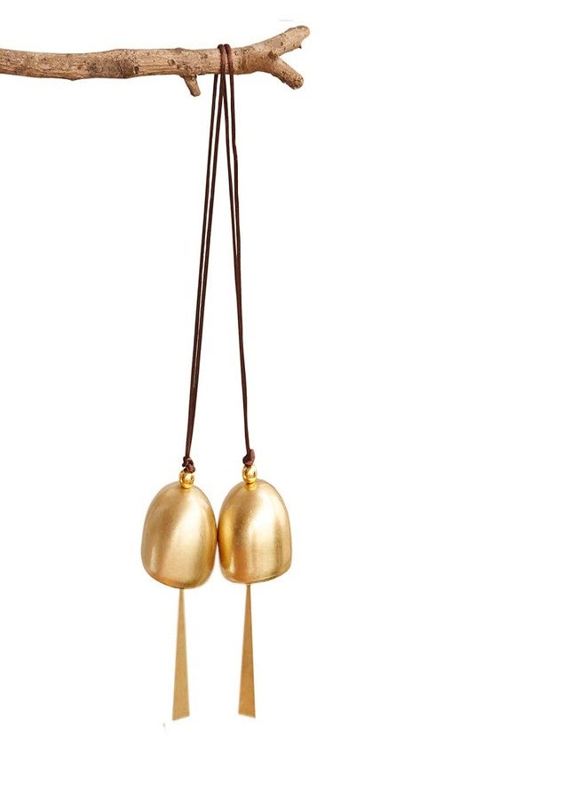 Afiaiwei 2Pcs Small Gold Plated Hanging Bells - Decoration for Camping Tent, Window, Door & Home - Good Luck Mini Hanging Bell Pendent - Image 1
