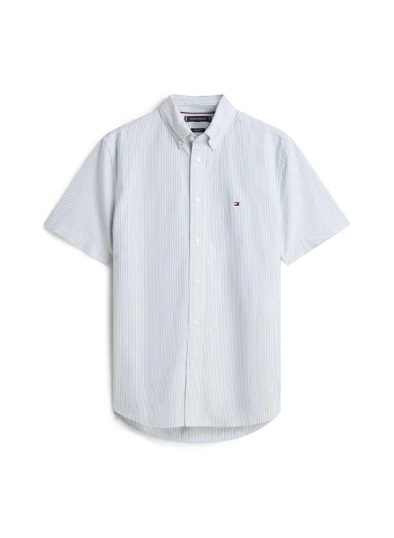 Tommy Hilfiger Deep Ocean / Stripe Heritage Oxford Striped Shirt for Men | Best Price UAE