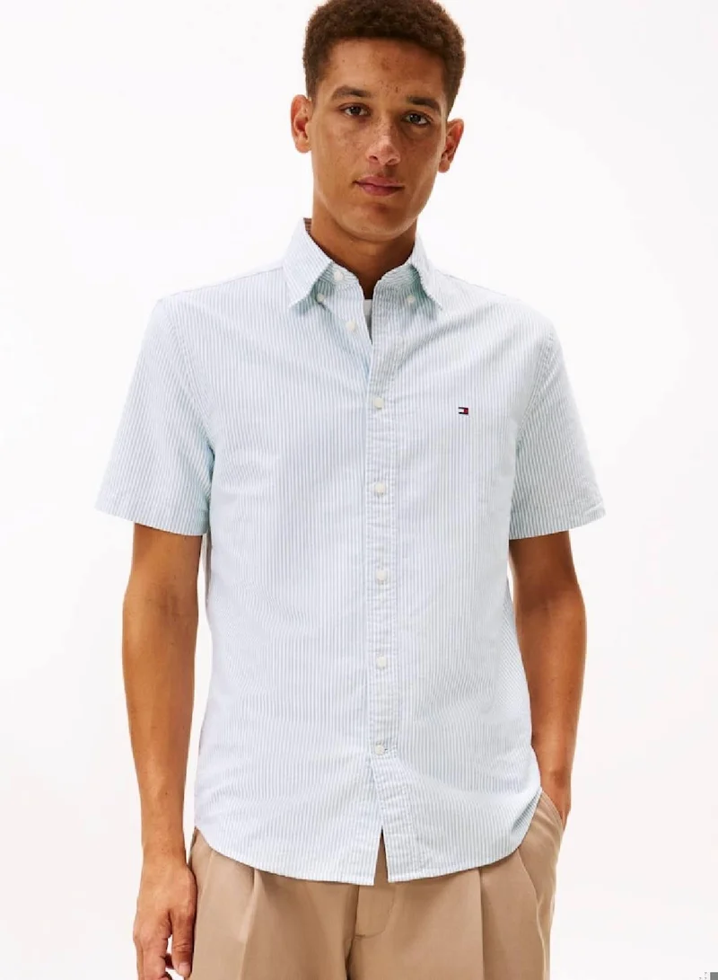 Tommy Hilfiger Deep Ocean / Stripe Heritage Oxford Striped Shirt for Men | Best Price UAE