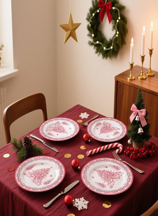 WRAPAHOLIC 25Pcs Christmas Paper Plates - 9 Inch Sketch Christmas Tree Disposable Plates Decorative Dinner Plates for Holiday Party Tableware Supplies Table Decor - Image 5