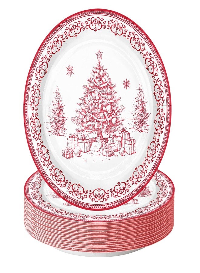 WRAPAHOLIC 25Pcs Christmas Paper Plates - 9 Inch Sketch Christmas Tree Disposable Plates Decorative Dinner Plates for Holiday Party Tableware Supplies Table Decor - Image 1