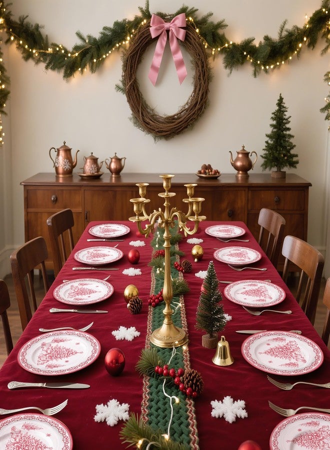 WRAPAHOLIC 25Pcs Christmas Paper Plates - 9 Inch Sketch Christmas Tree Disposable Plates Decorative Dinner Plates for Holiday Party Tableware Supplies Table Decor - Image 4