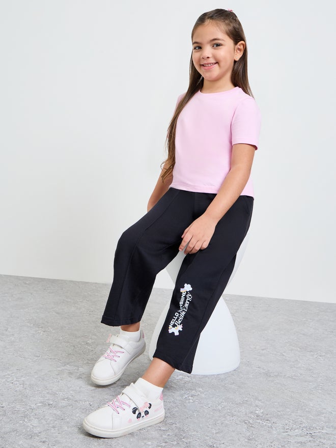 Styli Girls Straight Leg Joggers with Graphic Print - Image 1