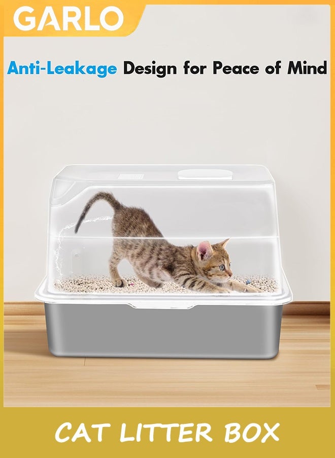 جارلو صندوق القمامة القط من الفولاذ المقاوم للصدأ مع الغطاء ، صندوق القمامة القط الكبير الإضافي مع إزالة الرائحة بالبلازما للقضاء على 99٪ من الرائحة ، صندوق القمامة القط المغلق ، صندوق القمامة المغطاة بالمعادن ، صندوق القمامة المغطاة بالمعادن - Image 2