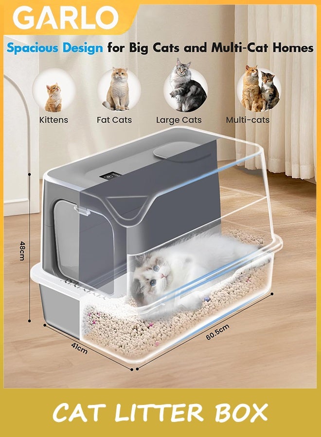 جارلو صندوق القمامة القط من الفولاذ المقاوم للصدأ مع الغطاء ، صندوق القمامة القط الكبير الإضافي مع إزالة الرائحة بالبلازما للقضاء على 99٪ من الرائحة ، صندوق القمامة القط المغلق ، صندوق القمامة المغطاة بالمعادن ، صندوق القمامة المغطاة بالمعادن - Image 4