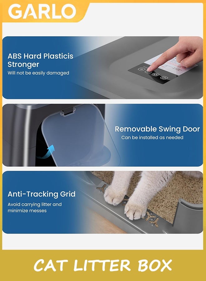 جارلو صندوق القمامة القط من الفولاذ المقاوم للصدأ مع الغطاء ، صندوق القمامة القط الكبير الإضافي مع إزالة الرائحة بالبلازما للقضاء على 99٪ من الرائحة ، صندوق القمامة القط المغلق ، صندوق القمامة المغطاة بالمعادن ، صندوق القمامة المغطاة بالمعادن - Image 3