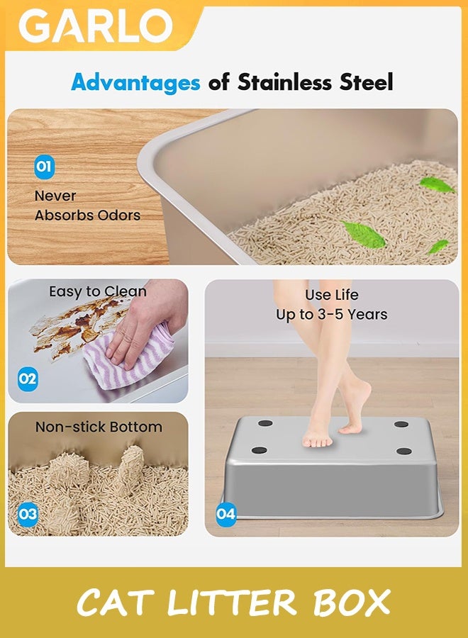 جارلو صندوق القمامة القط من الفولاذ المقاوم للصدأ مع الغطاء ، صندوق القمامة القط الكبير الإضافي مع إزالة الرائحة بالبلازما للقضاء على 99٪ من الرائحة ، صندوق القمامة القط المغلق ، صندوق القمامة المغطاة بالمعادن ، صندوق القمامة المغطاة بالمعادن - Image 5