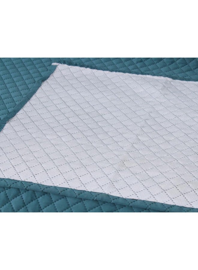 Nendle Box Pattern Quilted Single Piece Sofa Cover 3Seater Soft Velvet Universal Non-Slip Protector Covers with Attached Handle Covers for Living Room, Drawing Room (Aqua, Pack of 1) - Image 4
