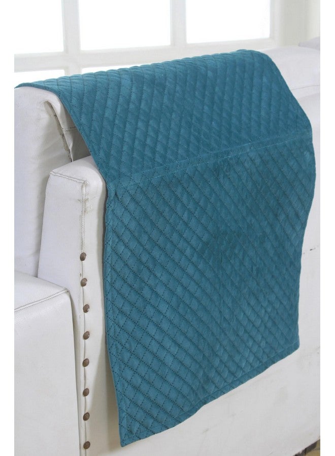 Nendle Box Pattern Quilted Single Piece Sofa Cover 3Seater Soft Velvet Universal Non-Slip Protector Covers with Attached Handle Covers for Living Room, Drawing Room (Aqua, Pack of 1) - Image 5