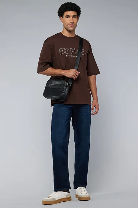 R&B Washed Straight Fit Jeans with Button Closure