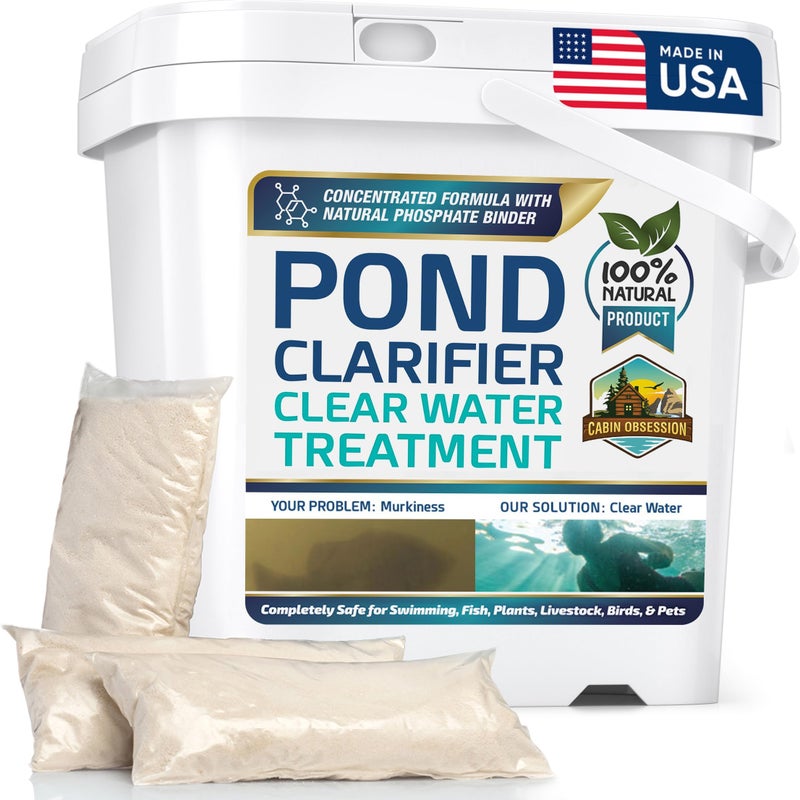 Cabin Obsession Pond Clear Water Treatment - 16 Pack for 8 Months of Pond Cleaner Supply - Pond Clarifier for Outdoor Ponds â€“ 100% Natural Pond Bacteria Packets - Made in The USA - Safe for Fish, Pets, and Swimming - Image 1