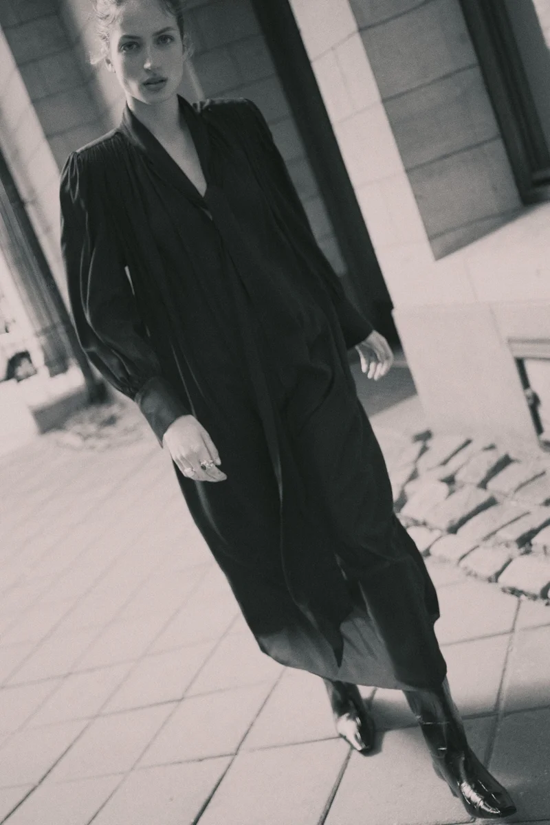 اتش اند ام فستان قميص بياقة فيونكة