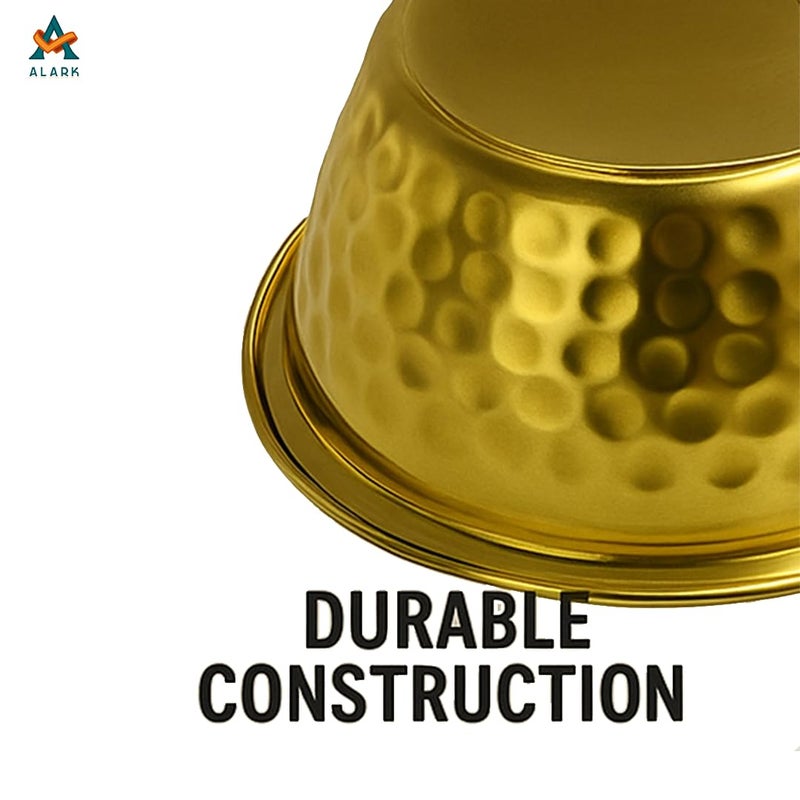 Alark طقم وعاء خلط وتقديم من الفولاذ المقاوم للصدأ الذهبي مع غطاء محكم - مزدوج الجدران، غير قابل للكسر، أوعية زخرفية للسلطة، الحساء، الوجبات الخفيفة، حفلات الزفاف واحتفالات رمضان - Image 2