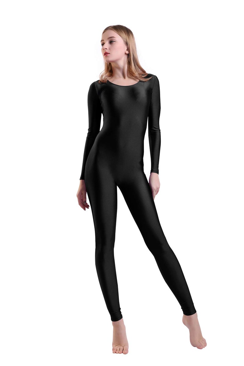 Kepblom Womens Long Sleeve Scoop Neck Unitard Spandex Bodysuit for Dance Gymnastic Costume Black Large - Image 2
