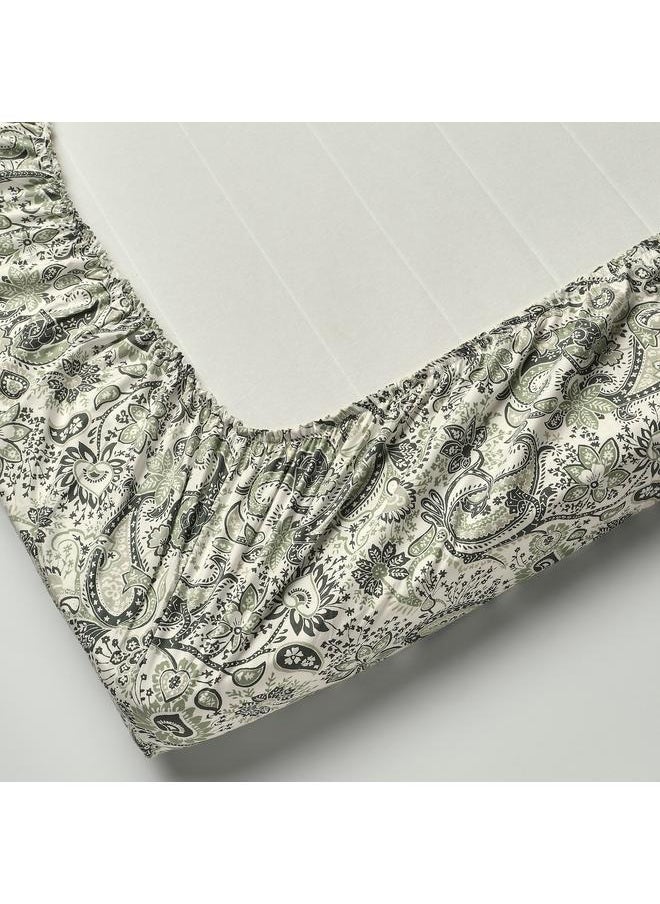 Generic Fitted sheet, green/white, 160x200 cm  - Image 4