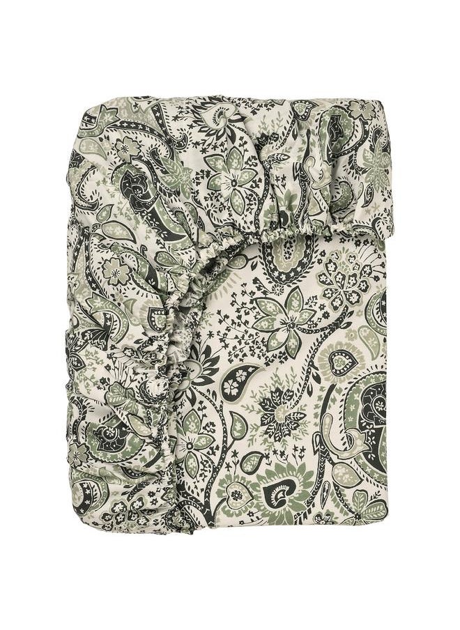 Generic Fitted sheet, green/white, 160x200 cm  - Image 1